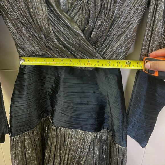 Joop! Vintage Long Sleeve Metallic Thread Structured Asymmetrical Hem Mini Dress - Picture 9 of 9